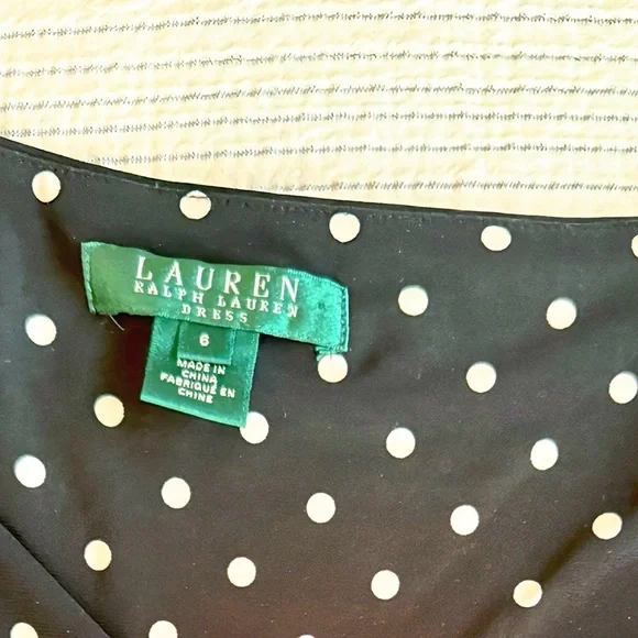 Lauren Ralph Lauren Black Polka Dot Wrap Dress - Picture 3 of 4